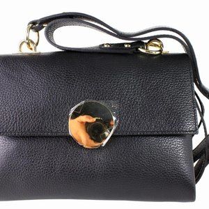 Wassa Black Italian Handmade Leather Crossbody Bag